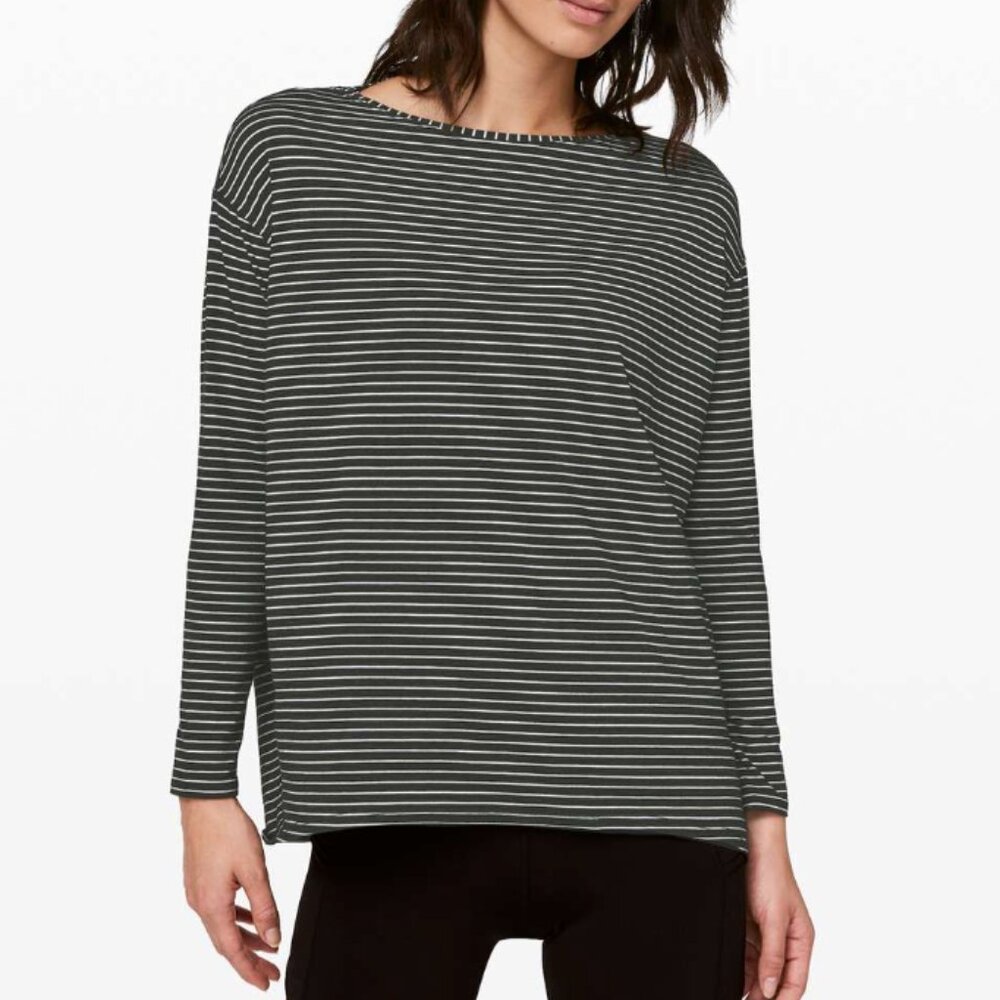 Lululemon Drapey Stripe Softstreme Long-Sleeve Shirt  Size XS